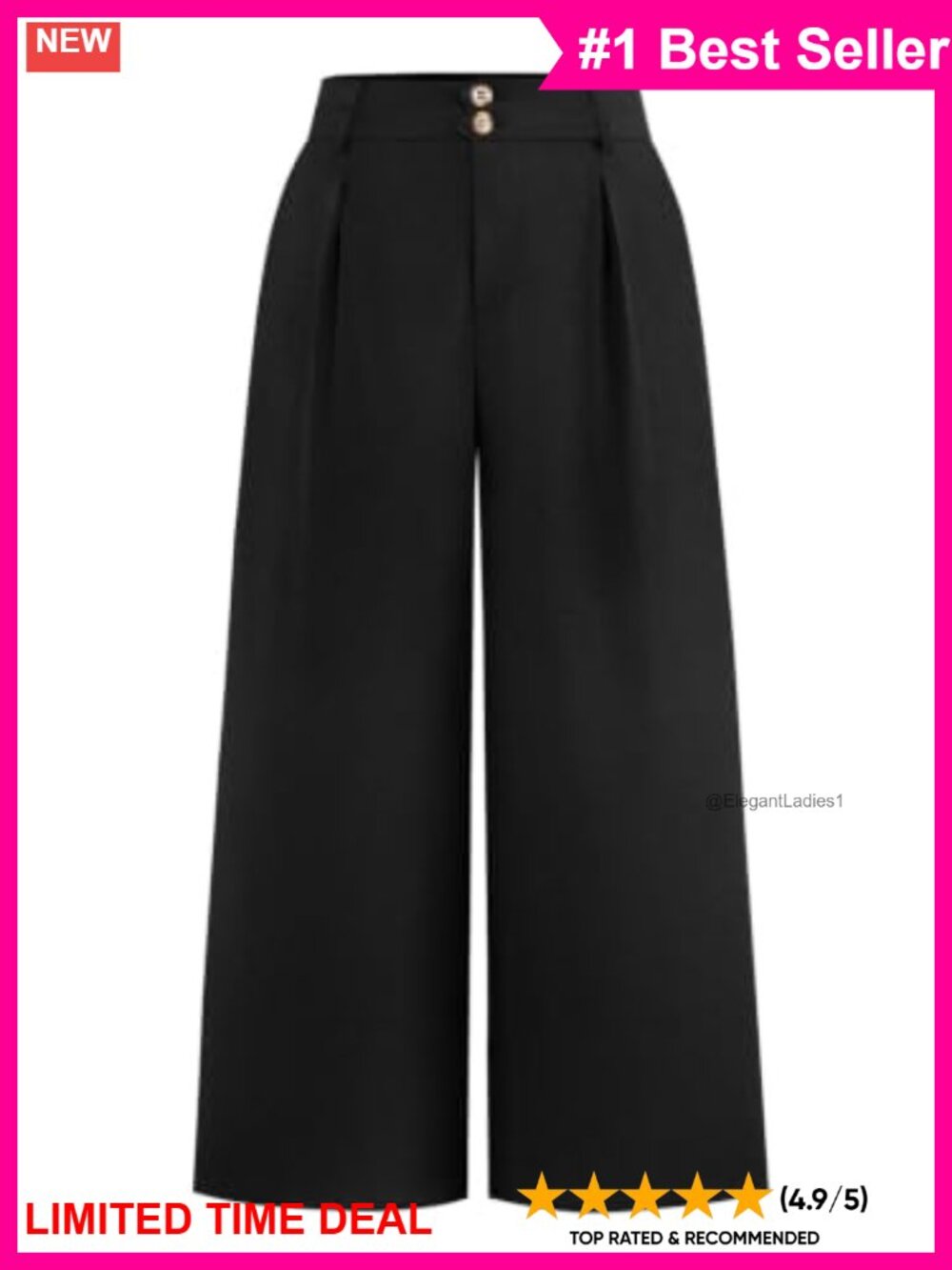 Plus Size Wide Leg Dress Pants High Waist Fleece Lined Pockets